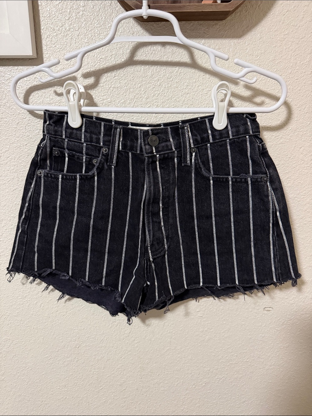 Reformation black striped shorts